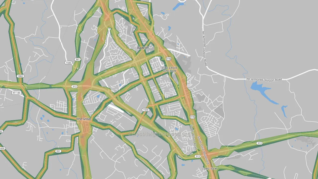 40160, KY Map of Noise Levels in 40160