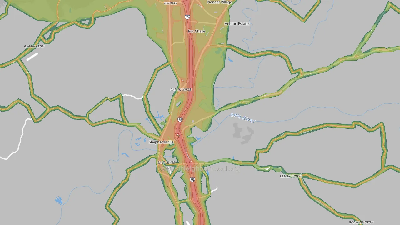 40165, KY Map of Noise Levels in 40165