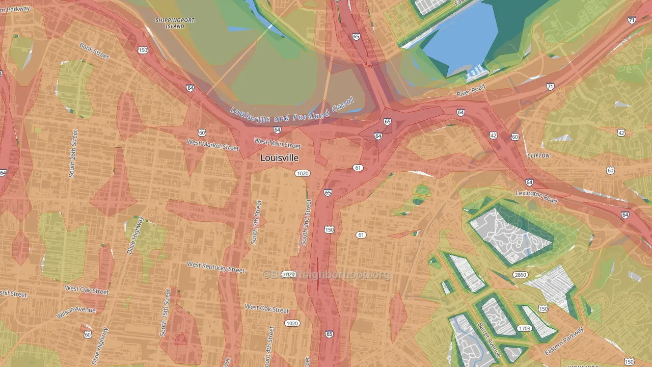 40202, KY Map of Noise Levels in 40202