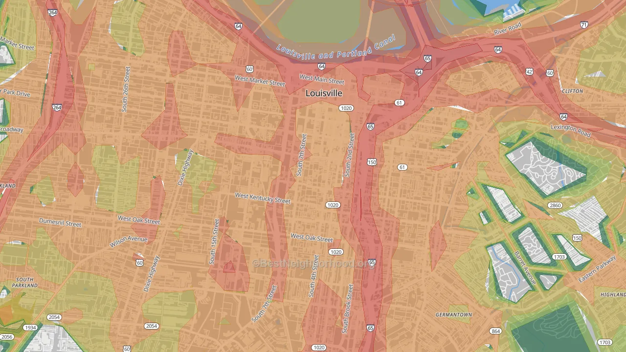 40203, KY Map of Noise Levels in 40203