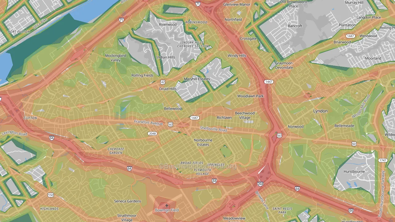 40207, KY Map of Noise Levels in 40207
