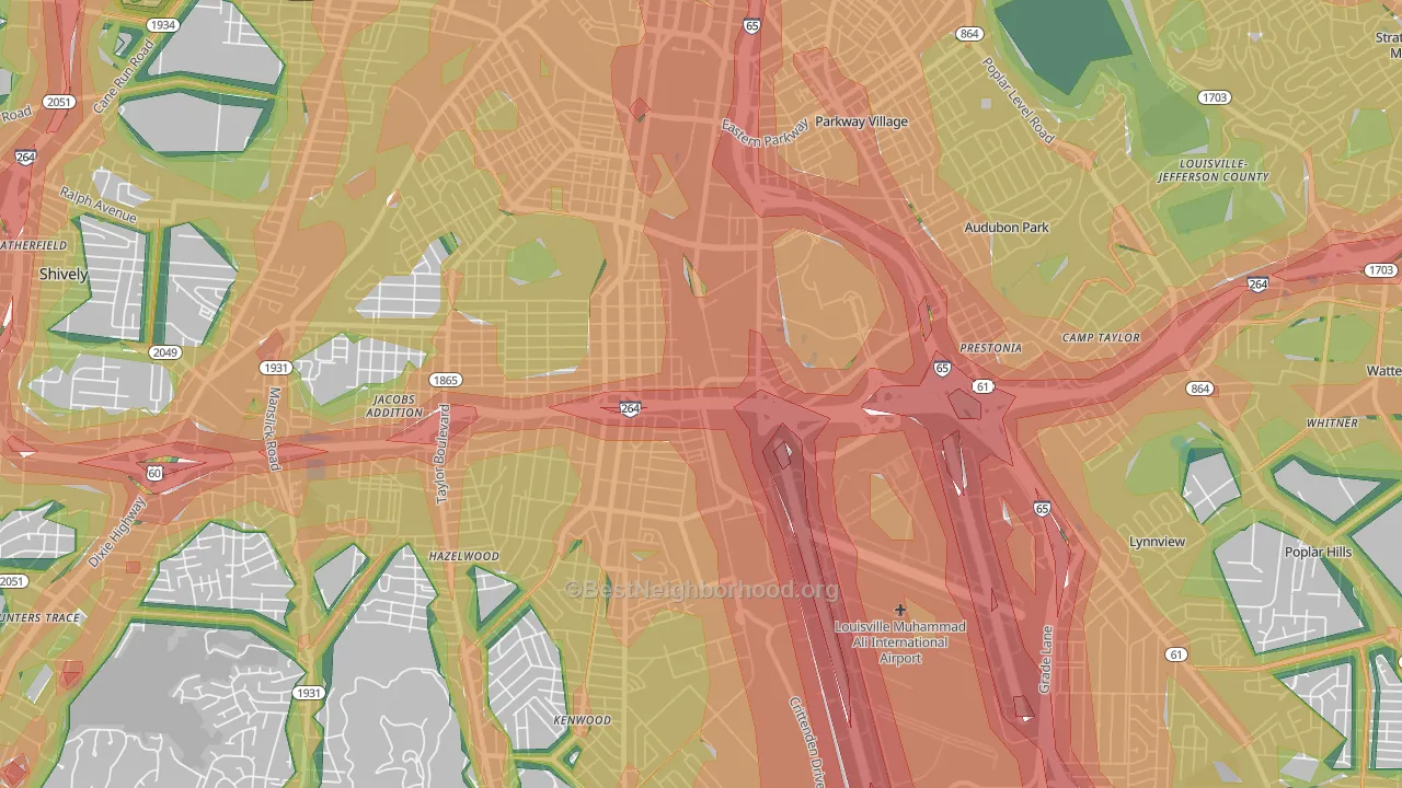40209, KY Map of Noise Levels in 40209