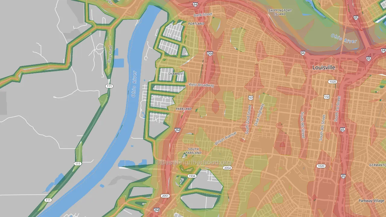 40211, KY Map of Noise Levels in 40211