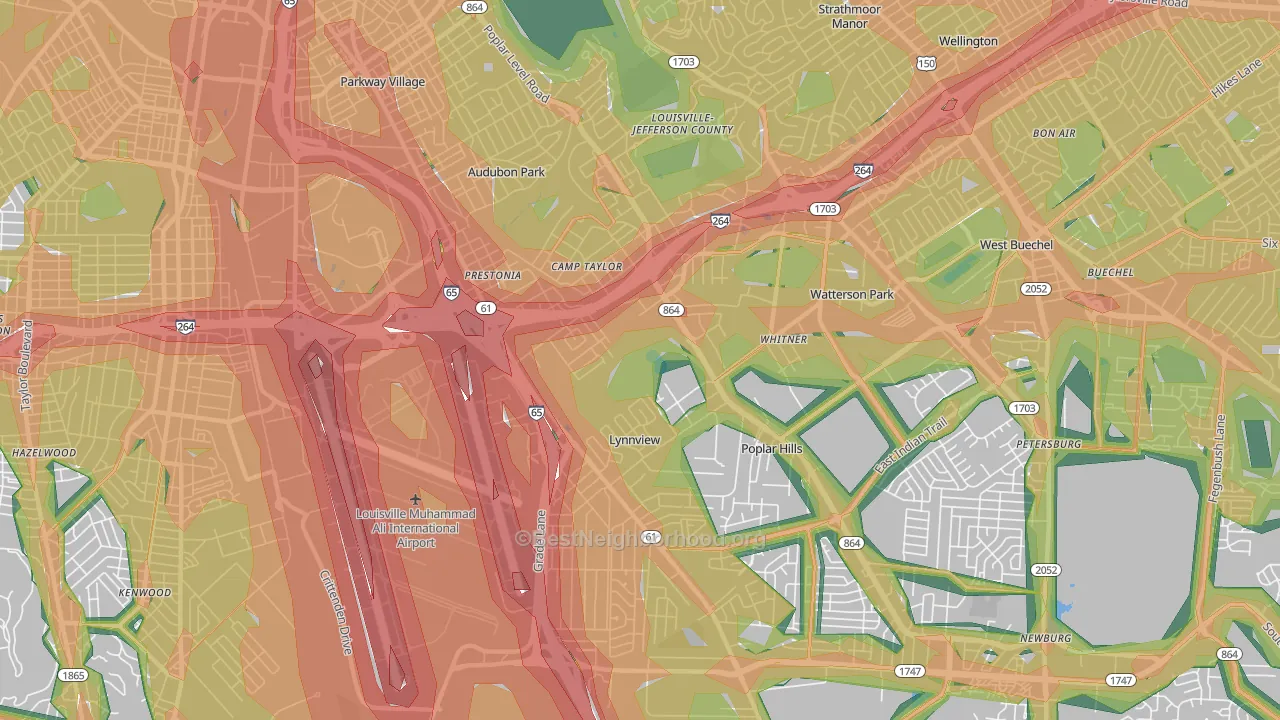 40213, KY Map of Noise Levels in 40213