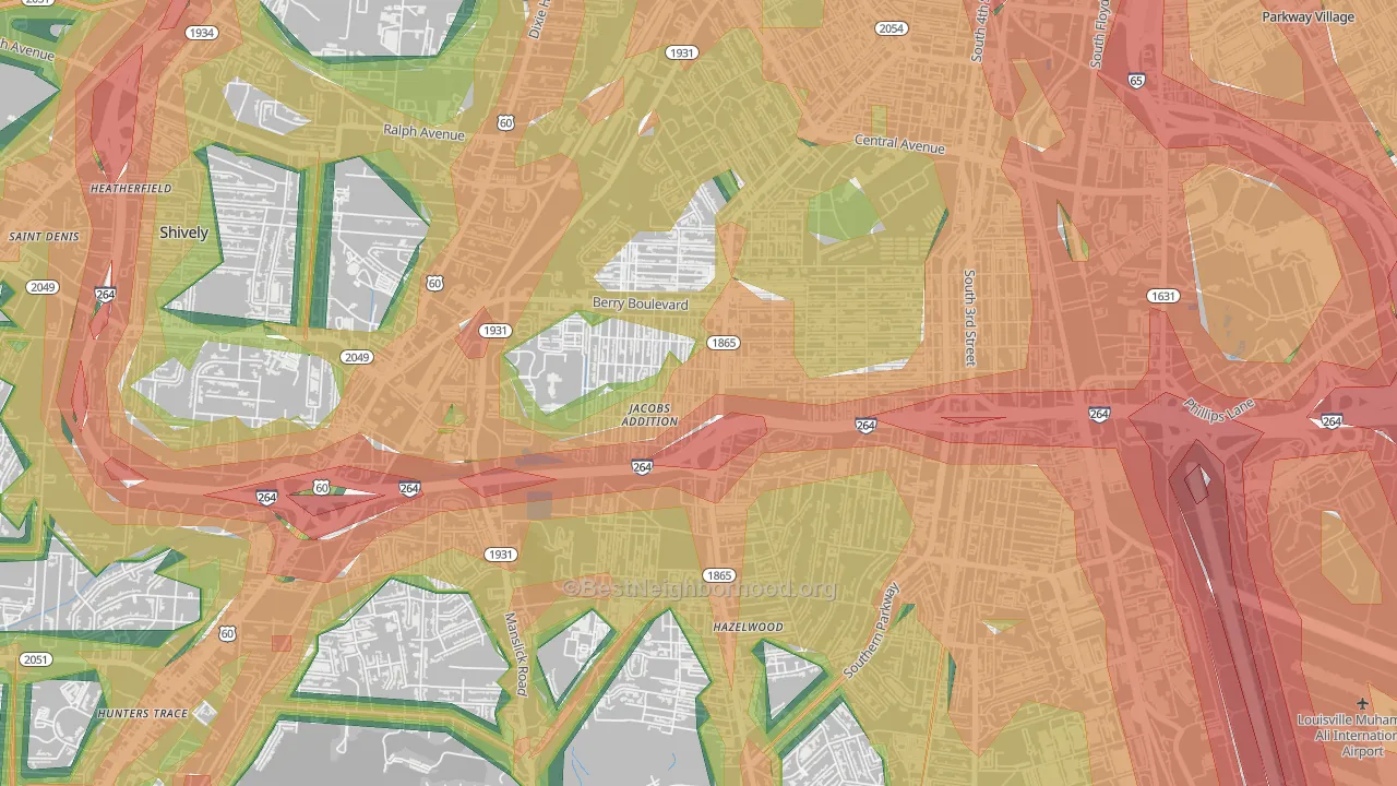 40215, KY Map of Noise Levels in 40215