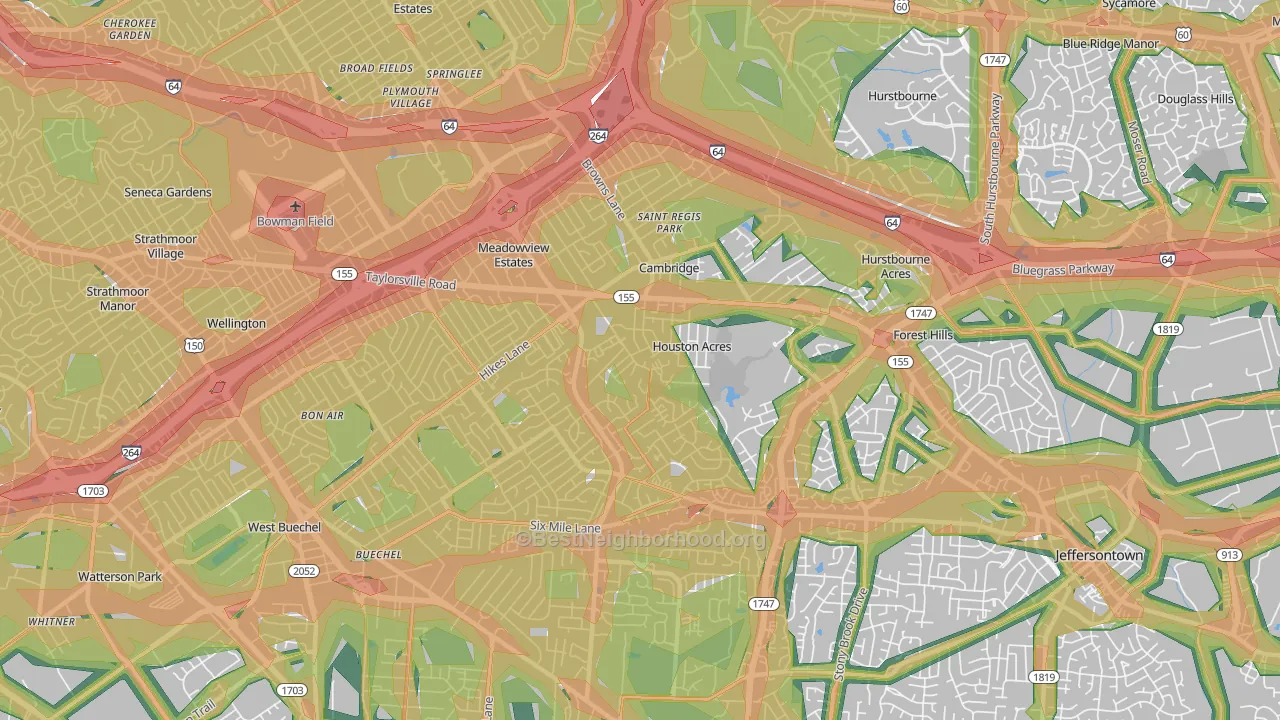 40220, KY Map of Noise Levels in 40220