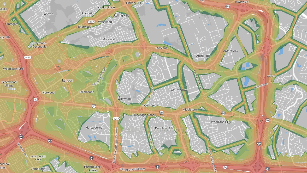 40223, KY Map of Noise Levels in 40223