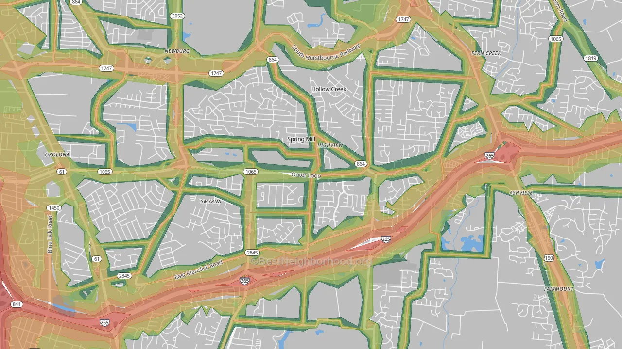 40228, KY Map of Noise Levels in 40228