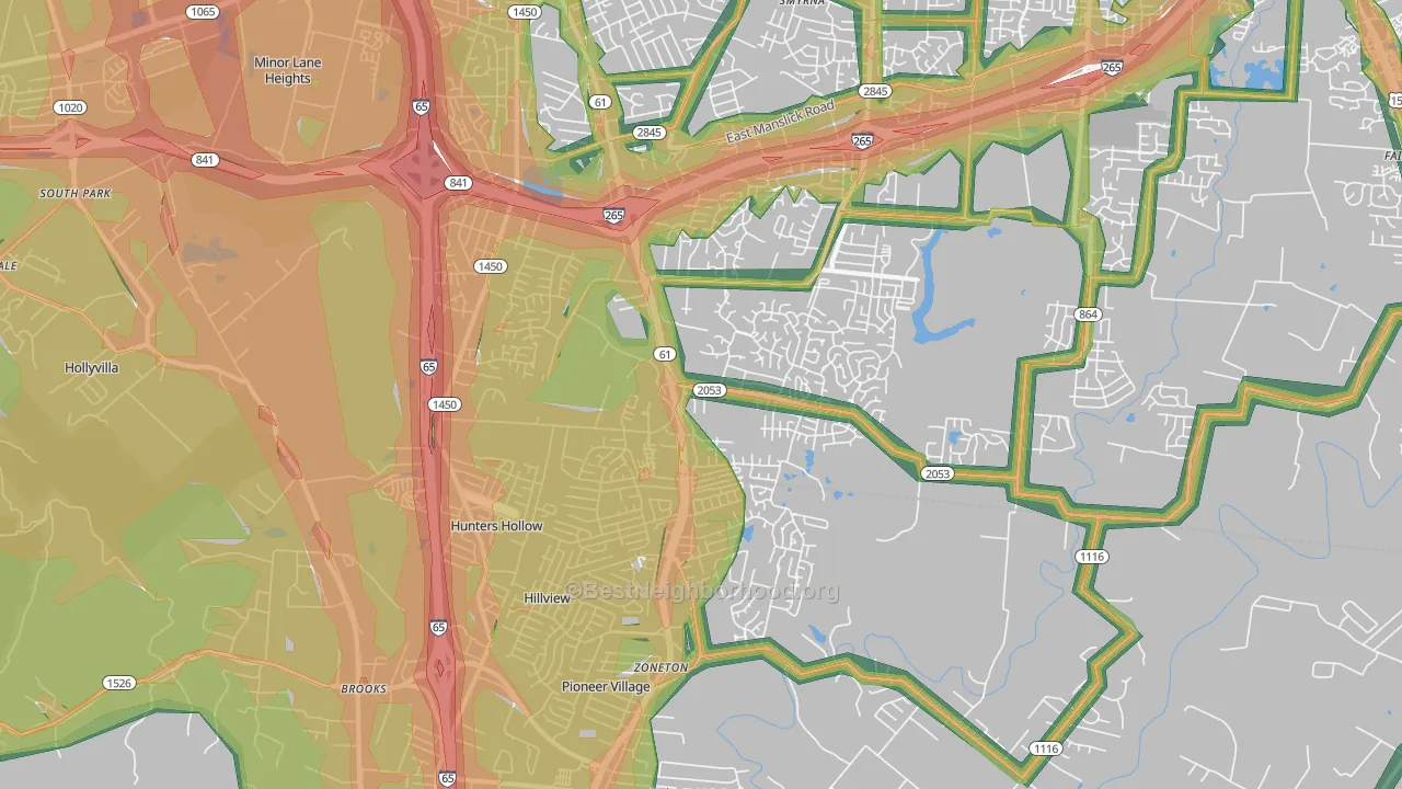 40229, KY Map of Noise Levels in 40229
