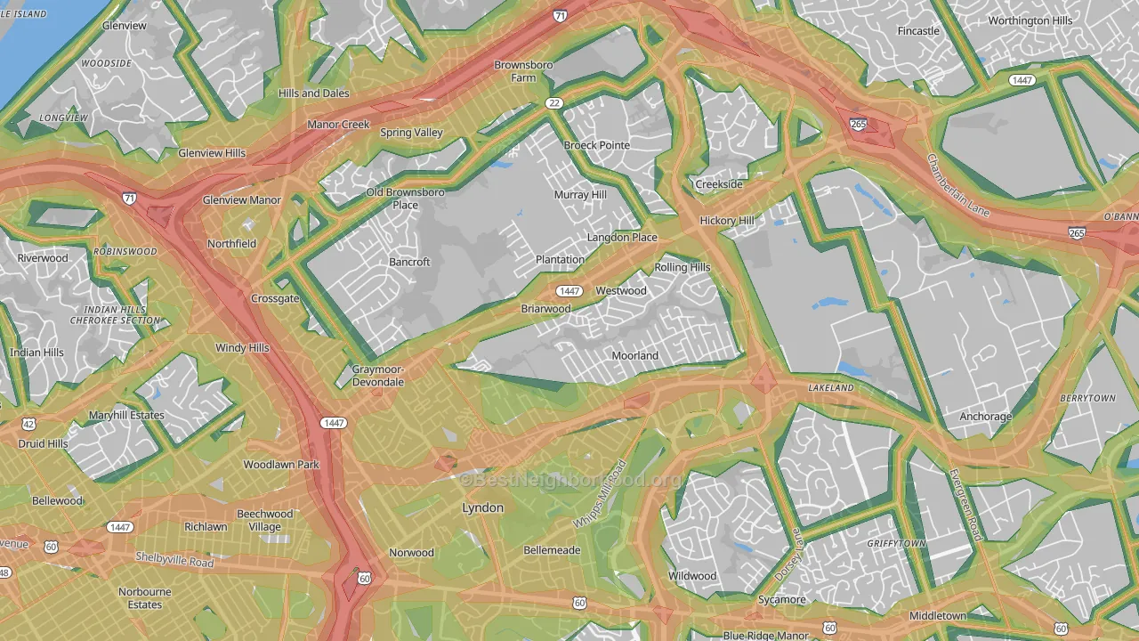 40242, KY Map of Noise Levels in 40242