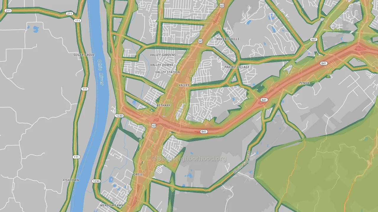 40272, KY Map of Noise Levels in 40272