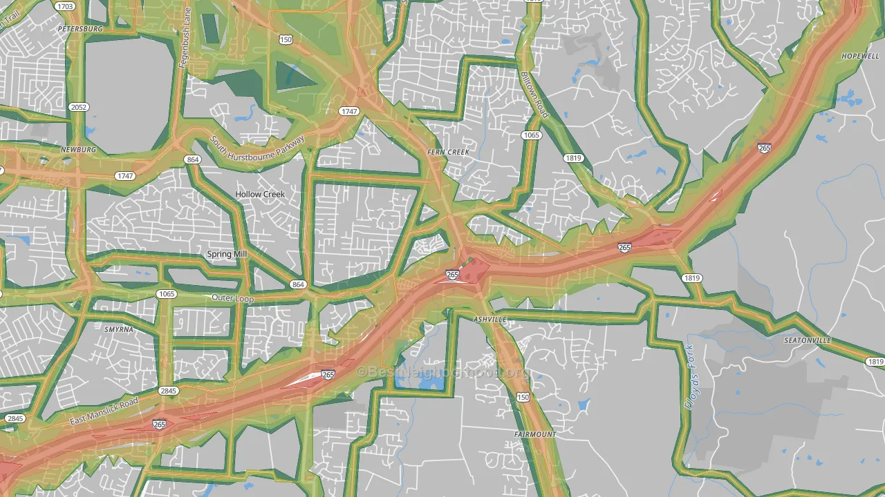 40291, KY Map of Noise Levels in 40291