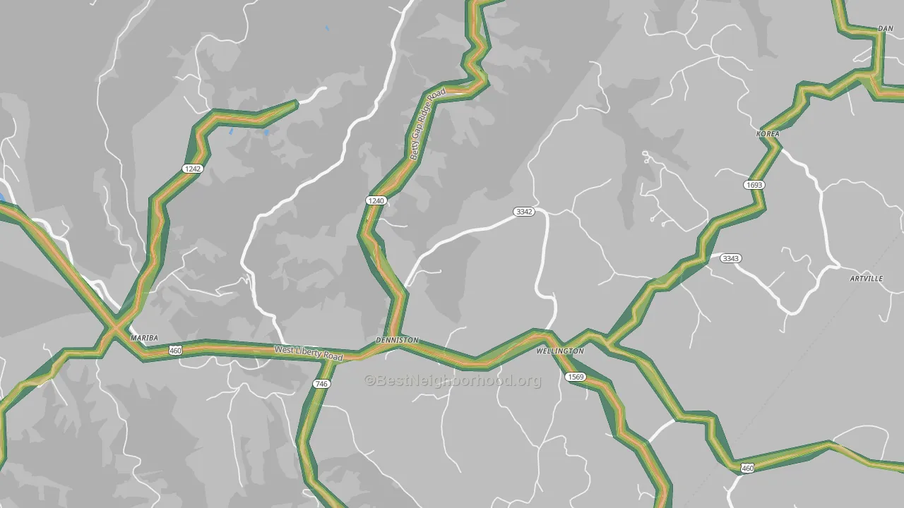 40316, KY Map of Noise Levels in 40316