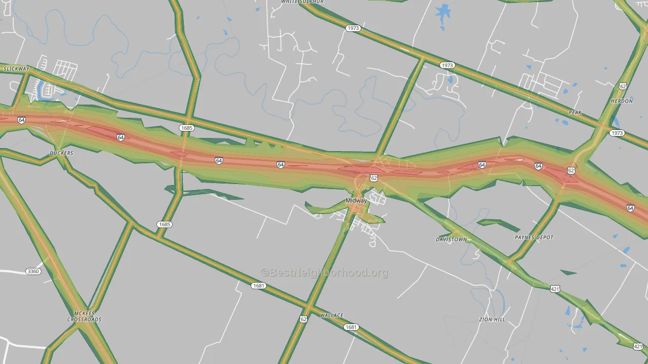 40347, KY Map of Noise Levels in 40347