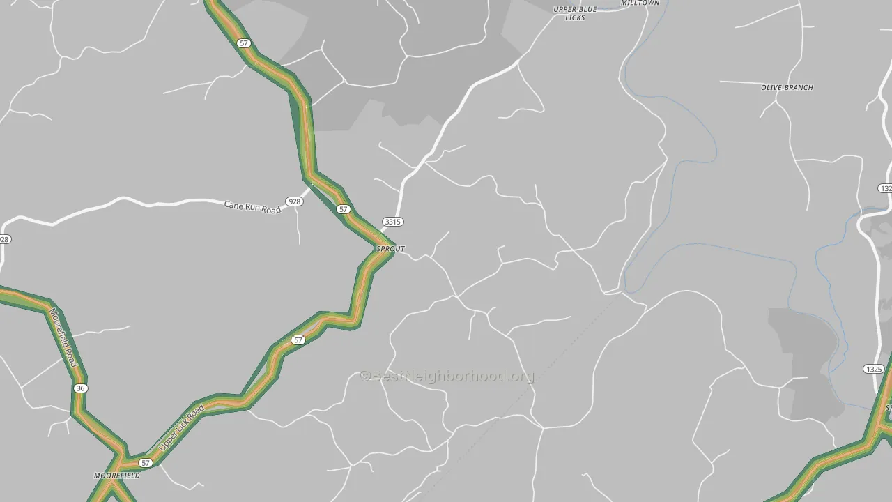 40350, KY Map of Noise Levels in 40350