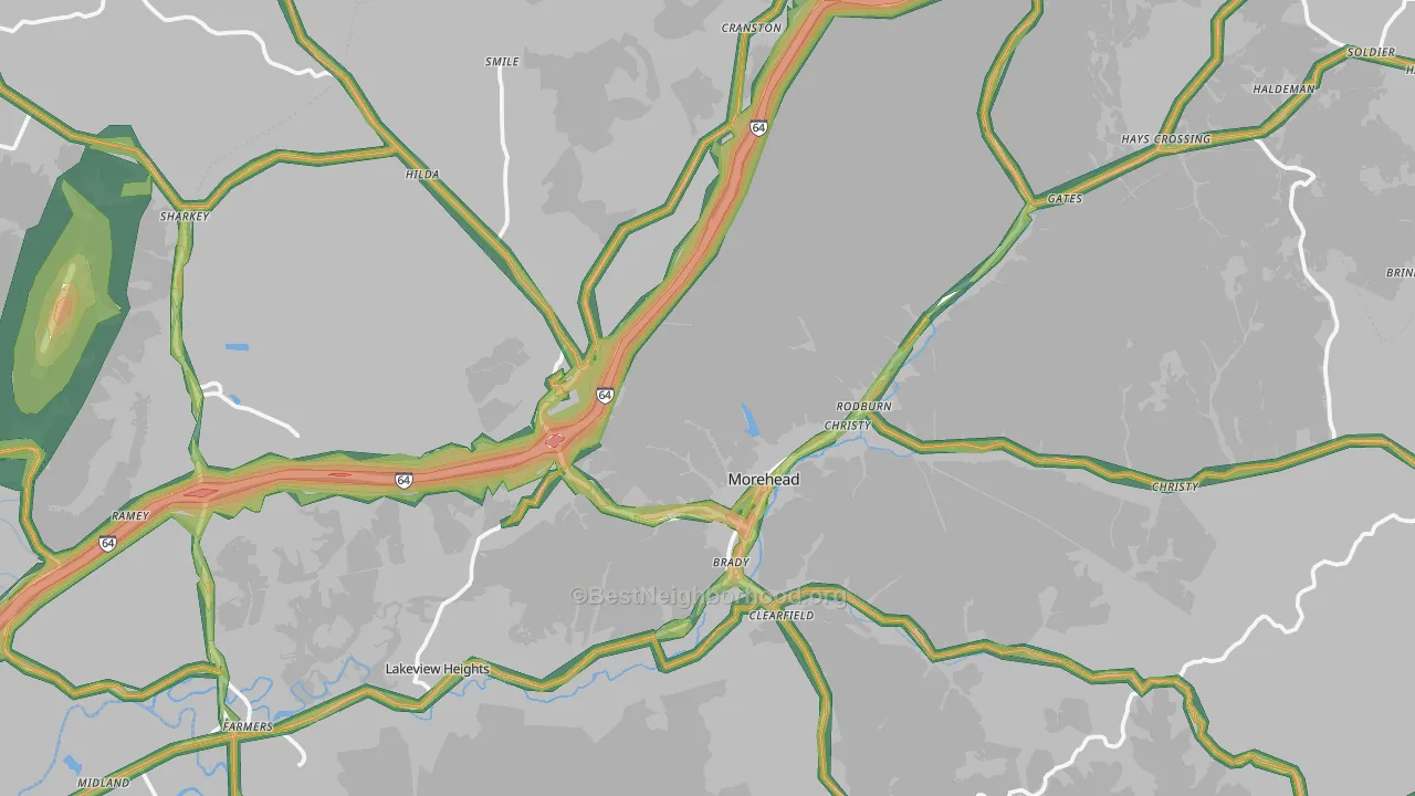 40351, KY Map of Noise Levels in 40351