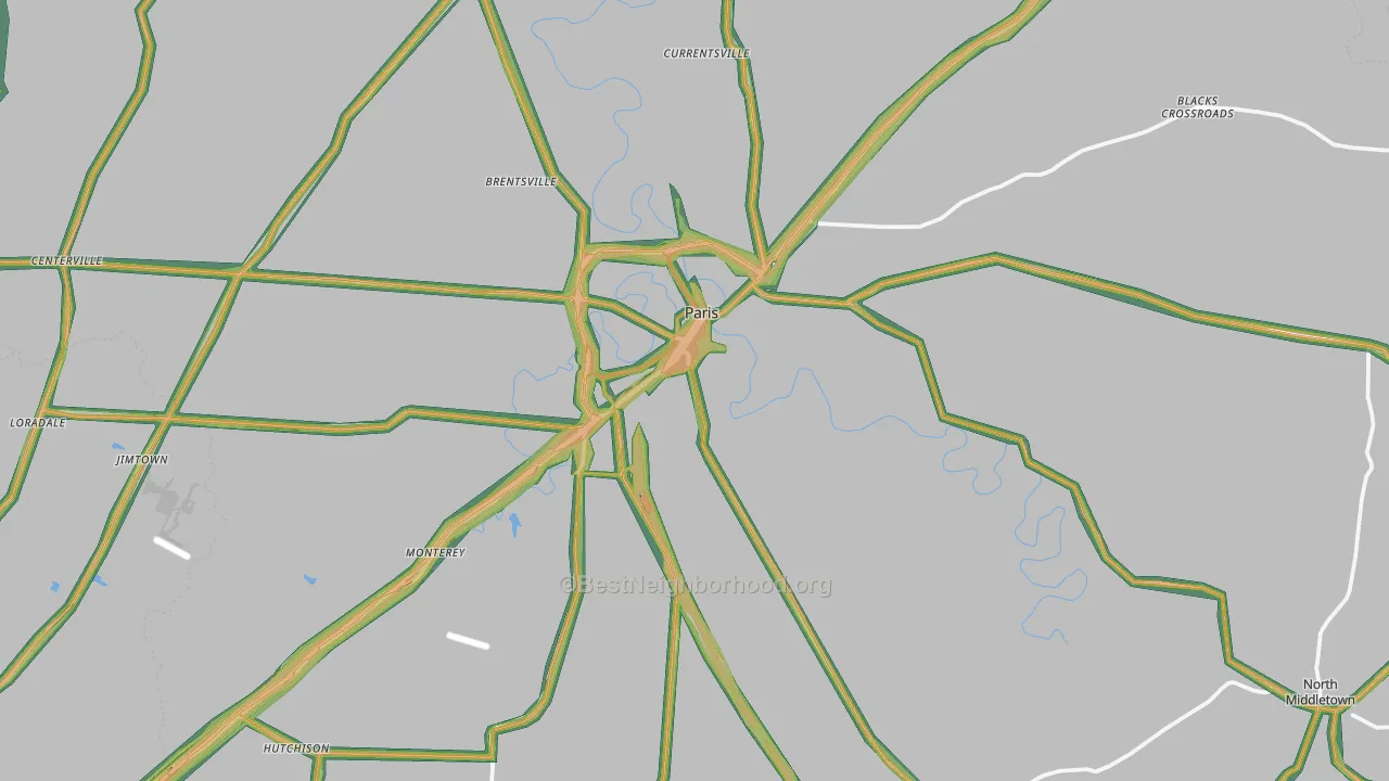 40361, KY Map of Noise Levels in 40361