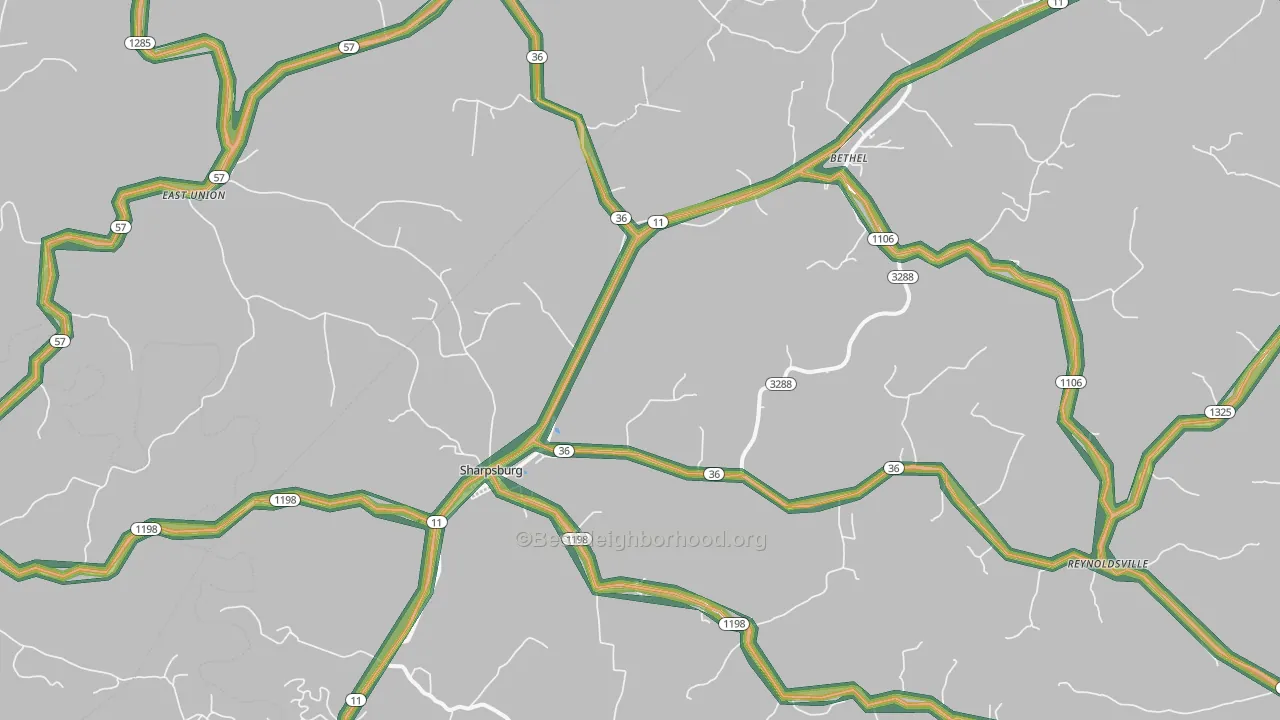 40374, KY Map of Noise Levels in 40374