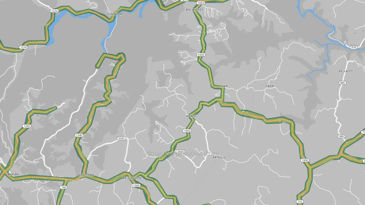 40387, KY Map of Noise Levels in 40387