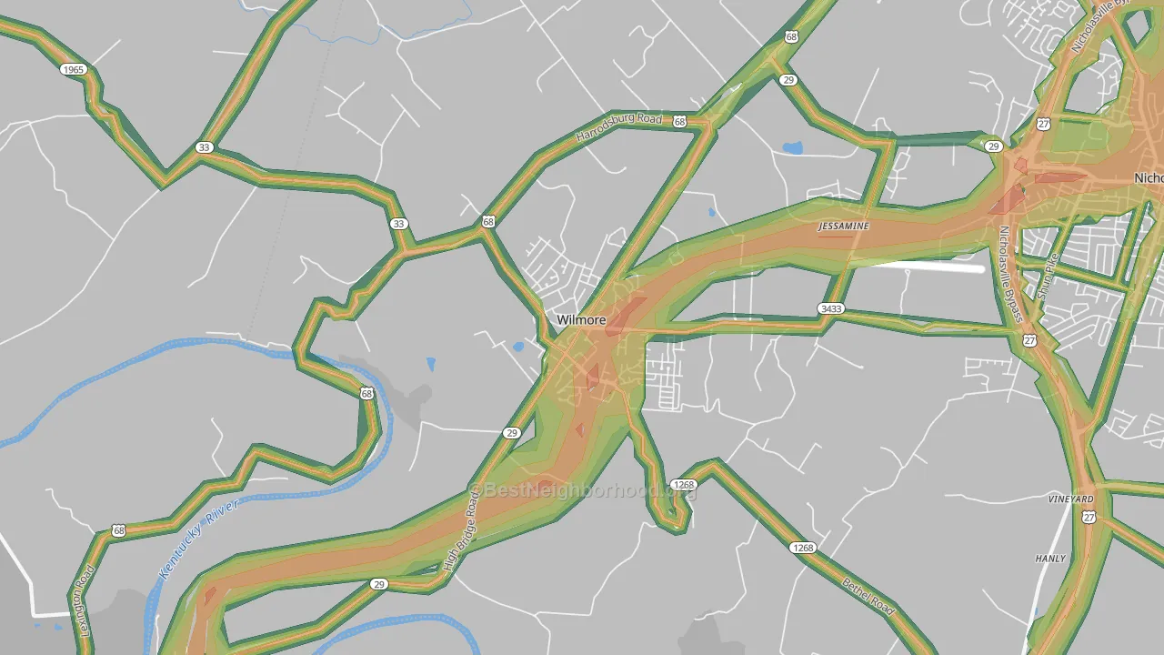 40390, KY Map of Noise Levels in 40390