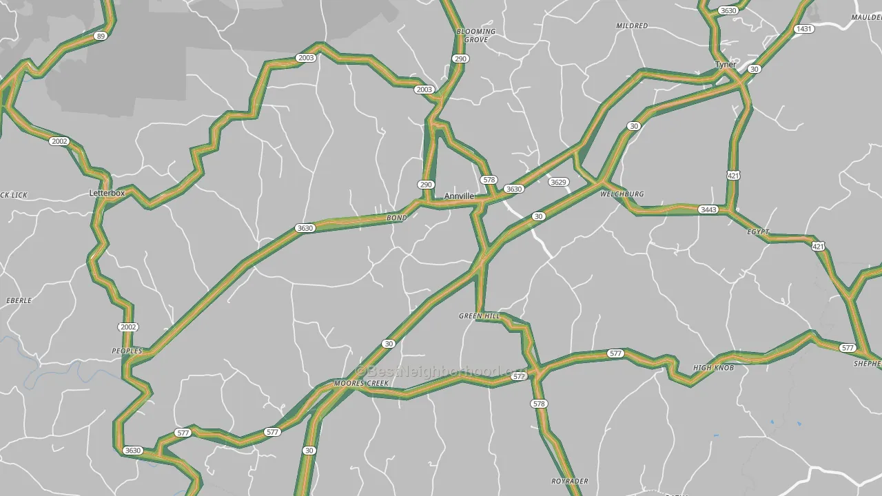 40402, KY Map of Noise Levels in 40402