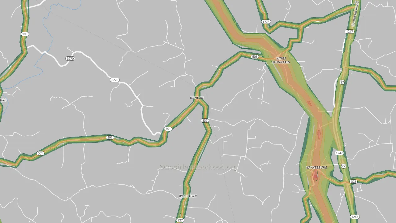 40442, KY Map of Noise Levels in 40442