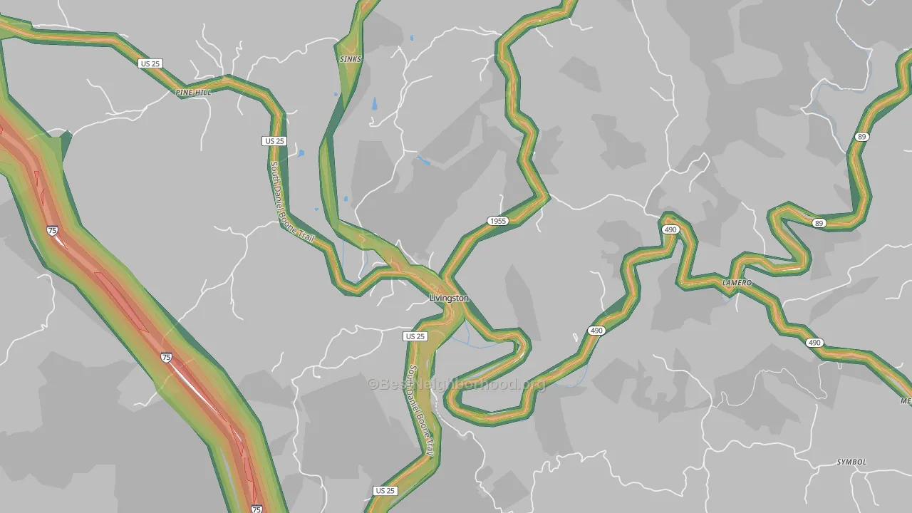 40445, KY Map of Noise Levels in 40445