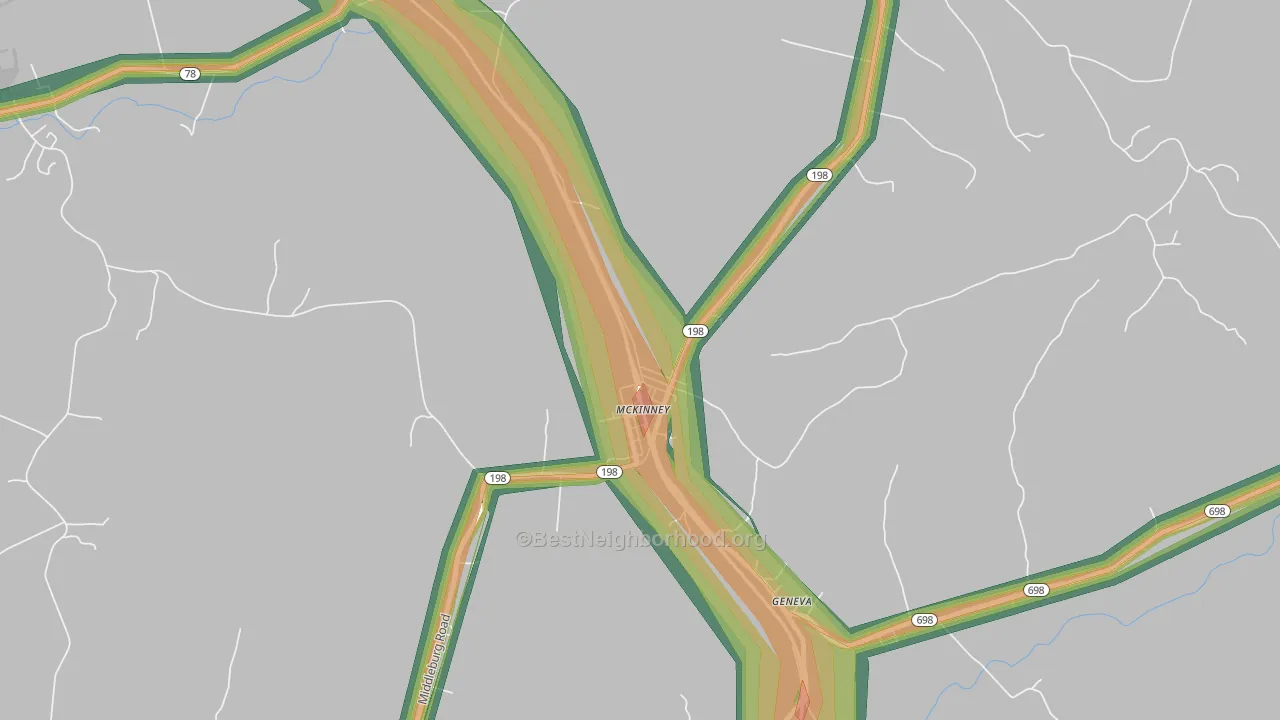 40448, KY Map of Noise Levels in 40448