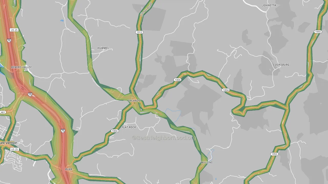 40460, KY Map of Noise Levels in 40460