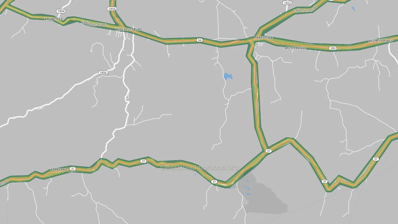 40464, KY Map of Noise Levels in 40464