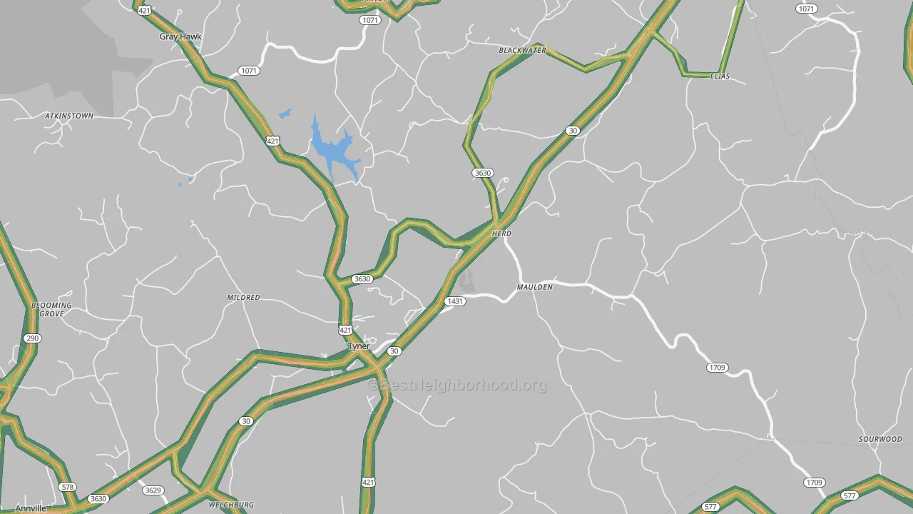 40486, KY Map of Noise Levels in 40486