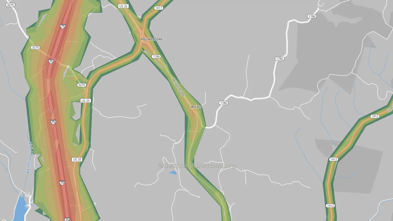 40492, KY Map of Noise Levels in 40492