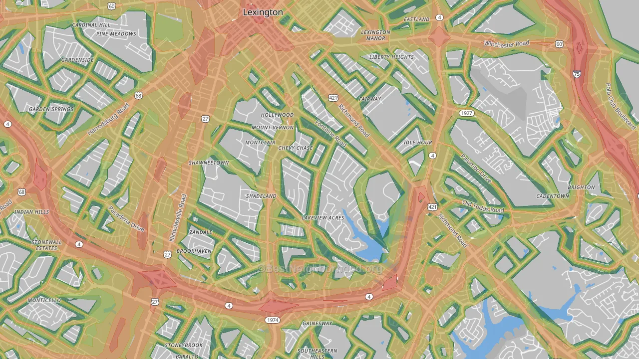 40502, KY Map of Noise Levels in 40502