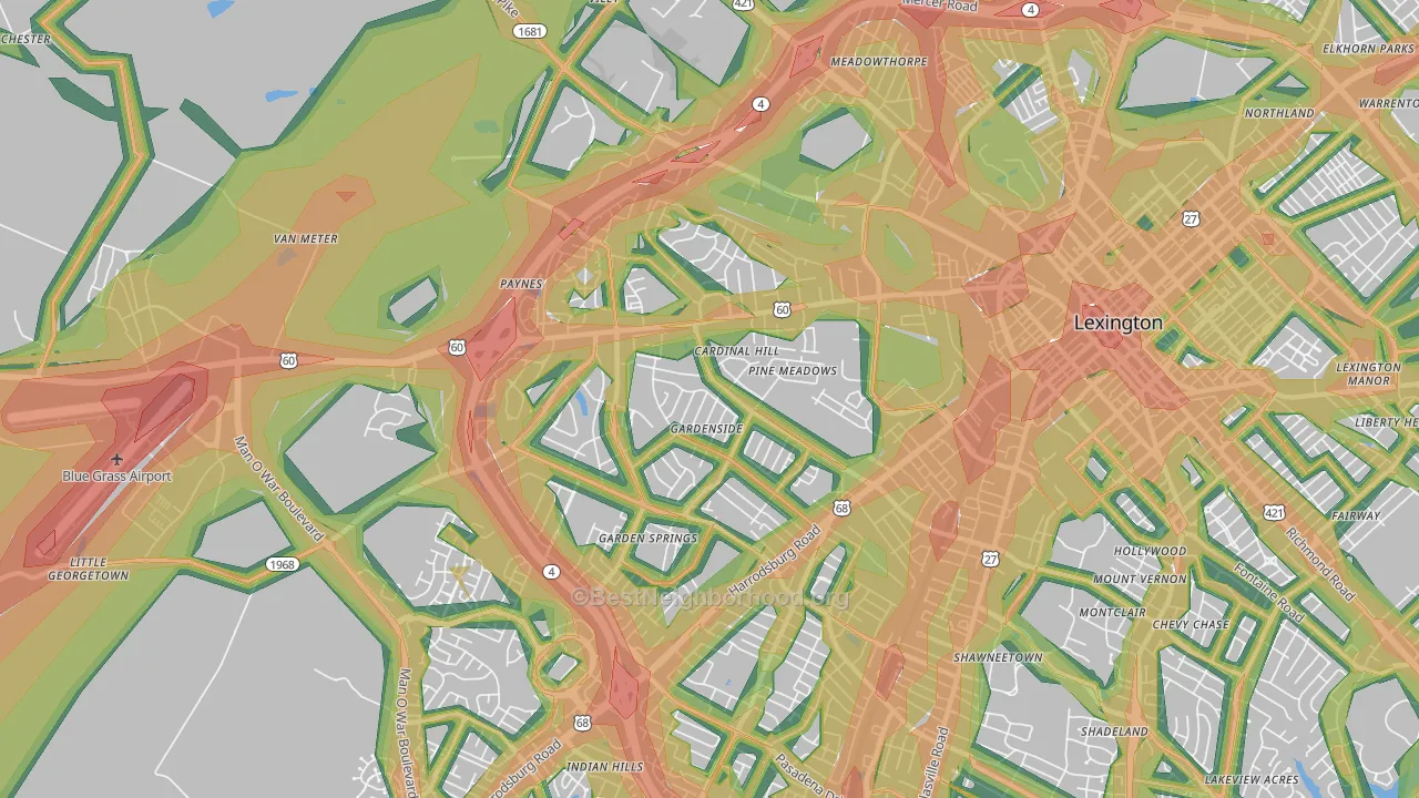 40504, KY Map of Noise Levels in 40504