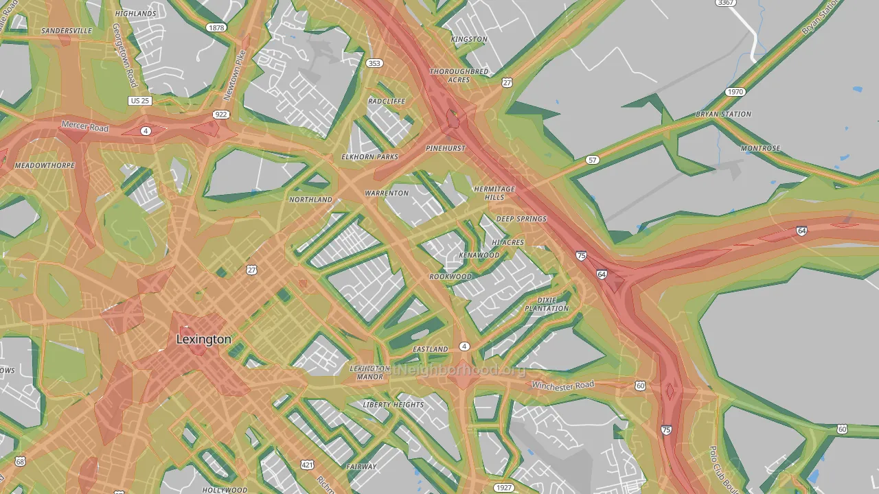 40505, KY Map of Noise Levels in 40505