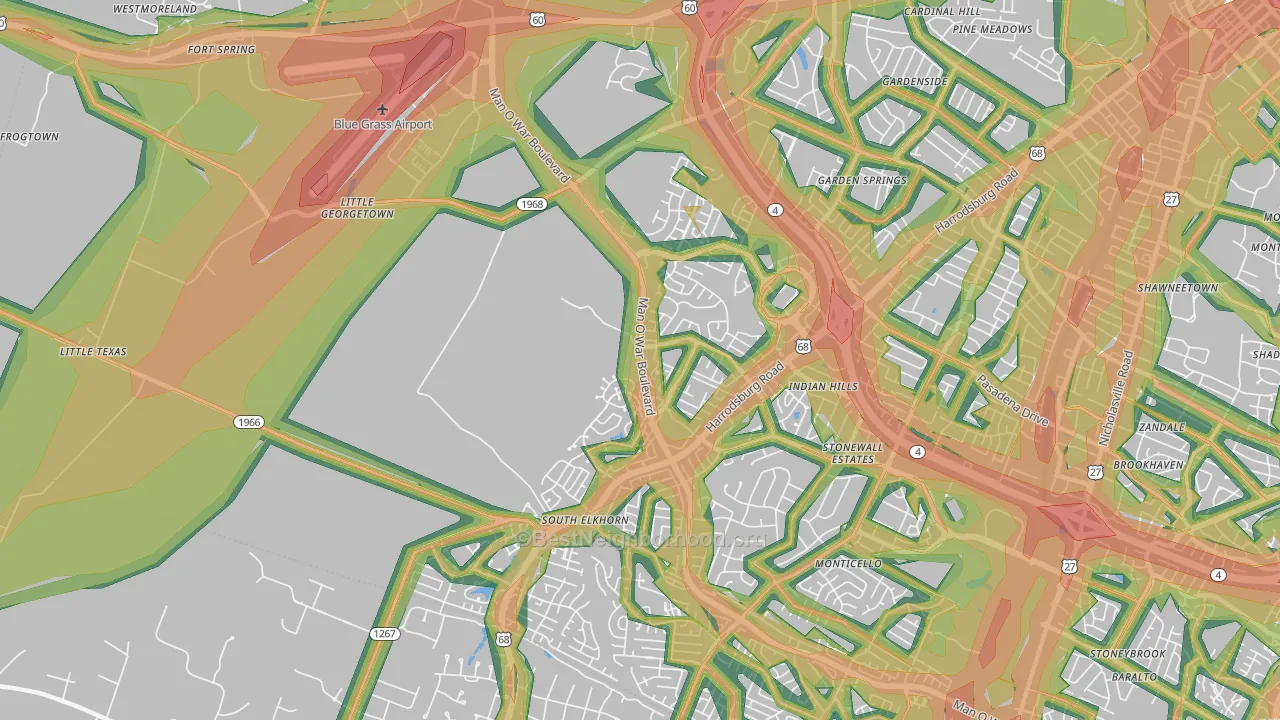 40513, KY Map of Noise Levels in 40513