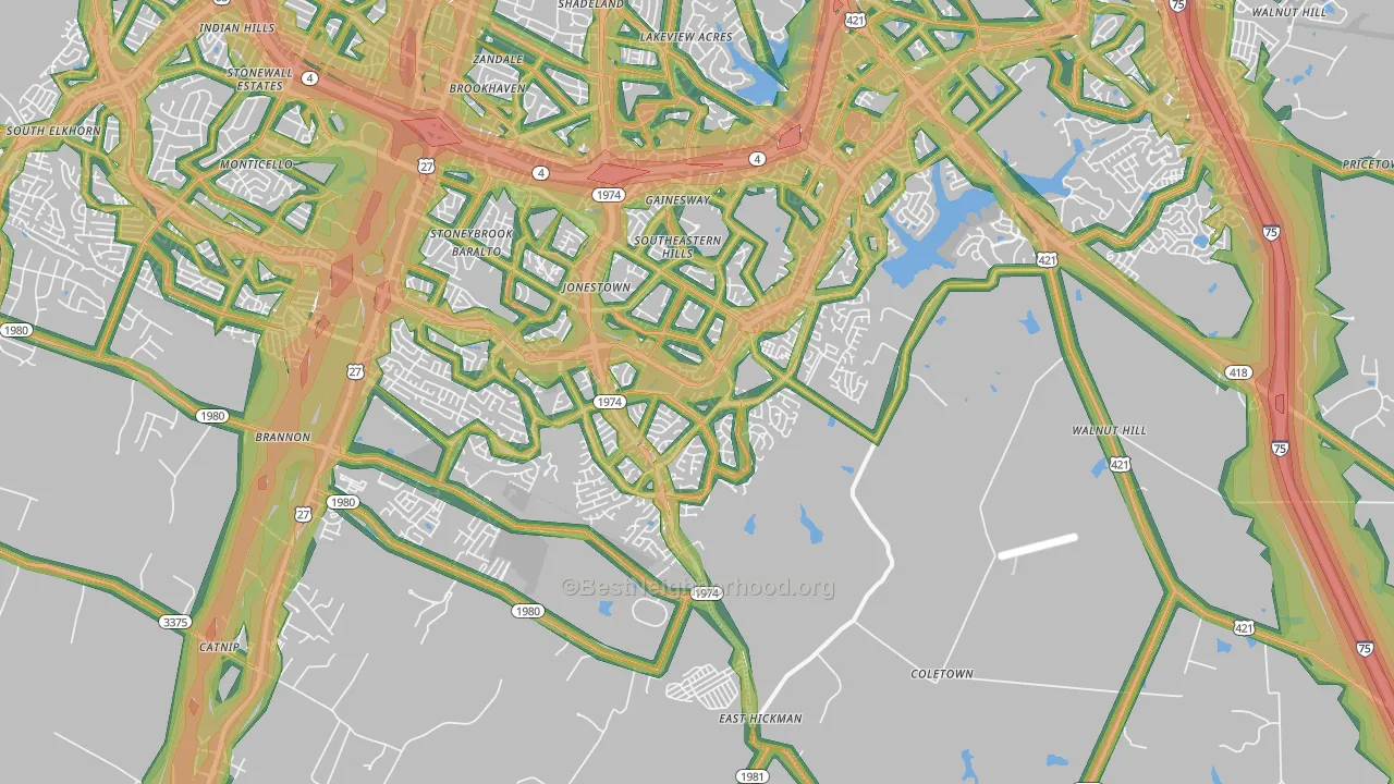 40515, KY Map of Noise Levels in 40515