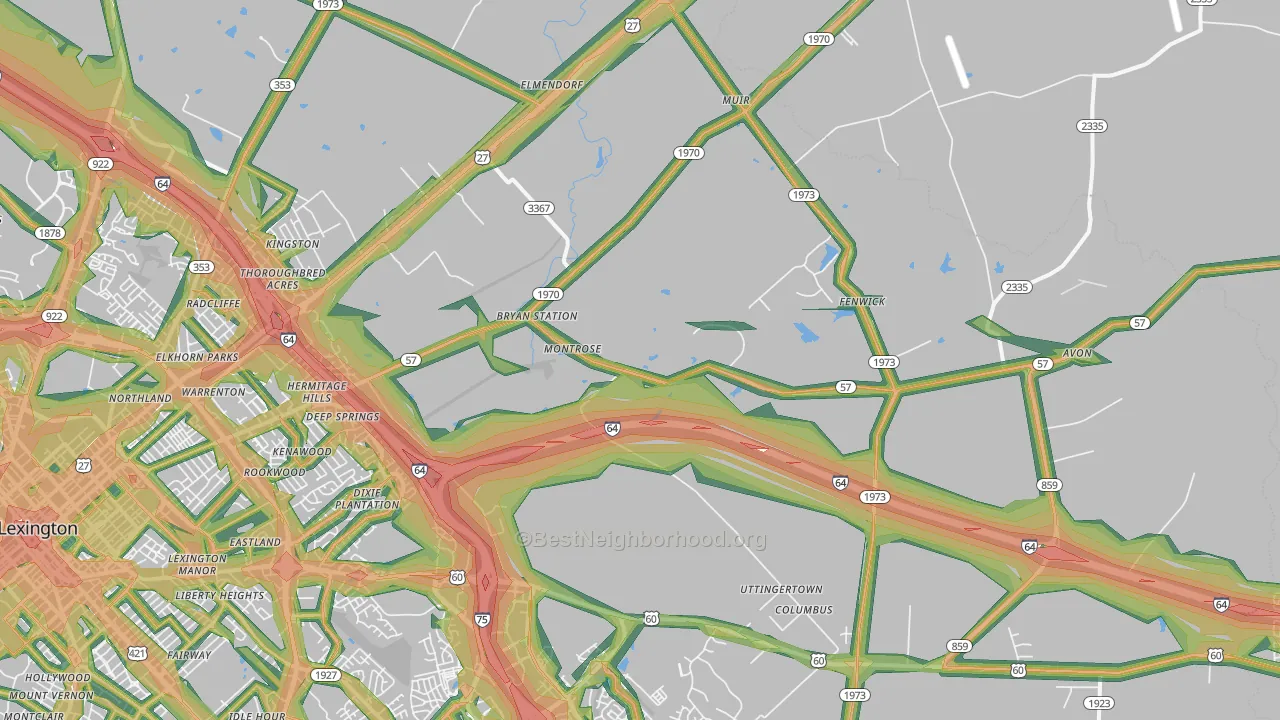 40516, KY Map of Noise Levels in 40516