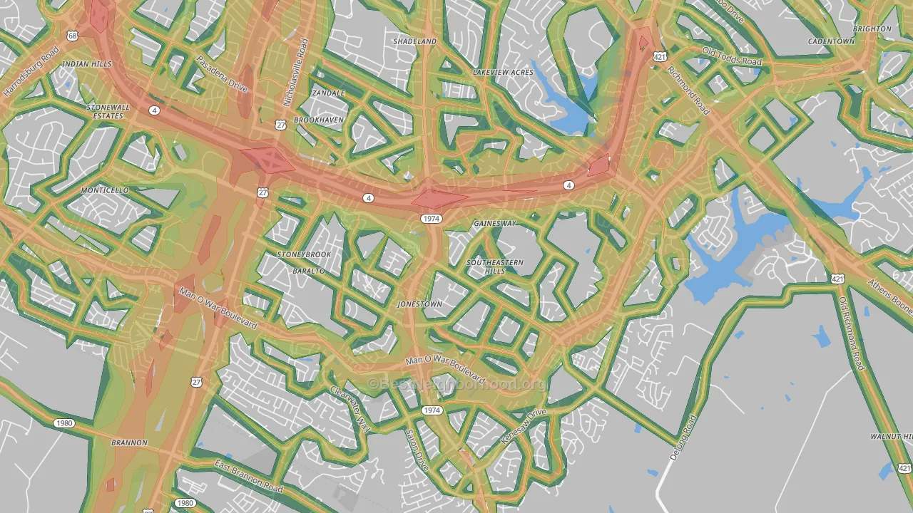 40517, KY Map of Noise Levels in 40517