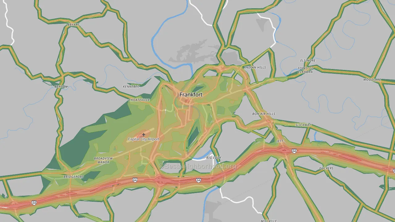 40601, KY Map of Noise Levels in 40601