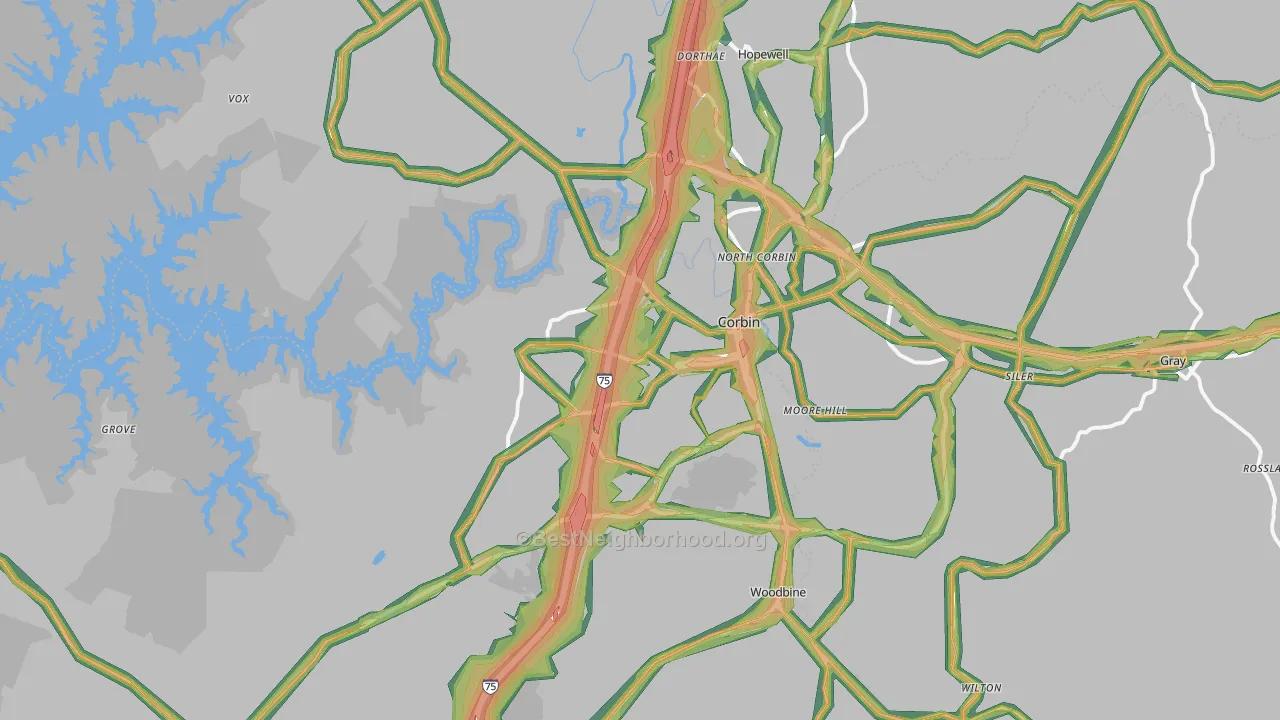 40701, KY Map of Noise Levels in 40701