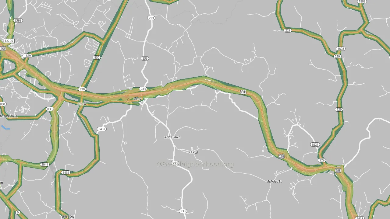 40734, KY Map of Noise Levels in 40734