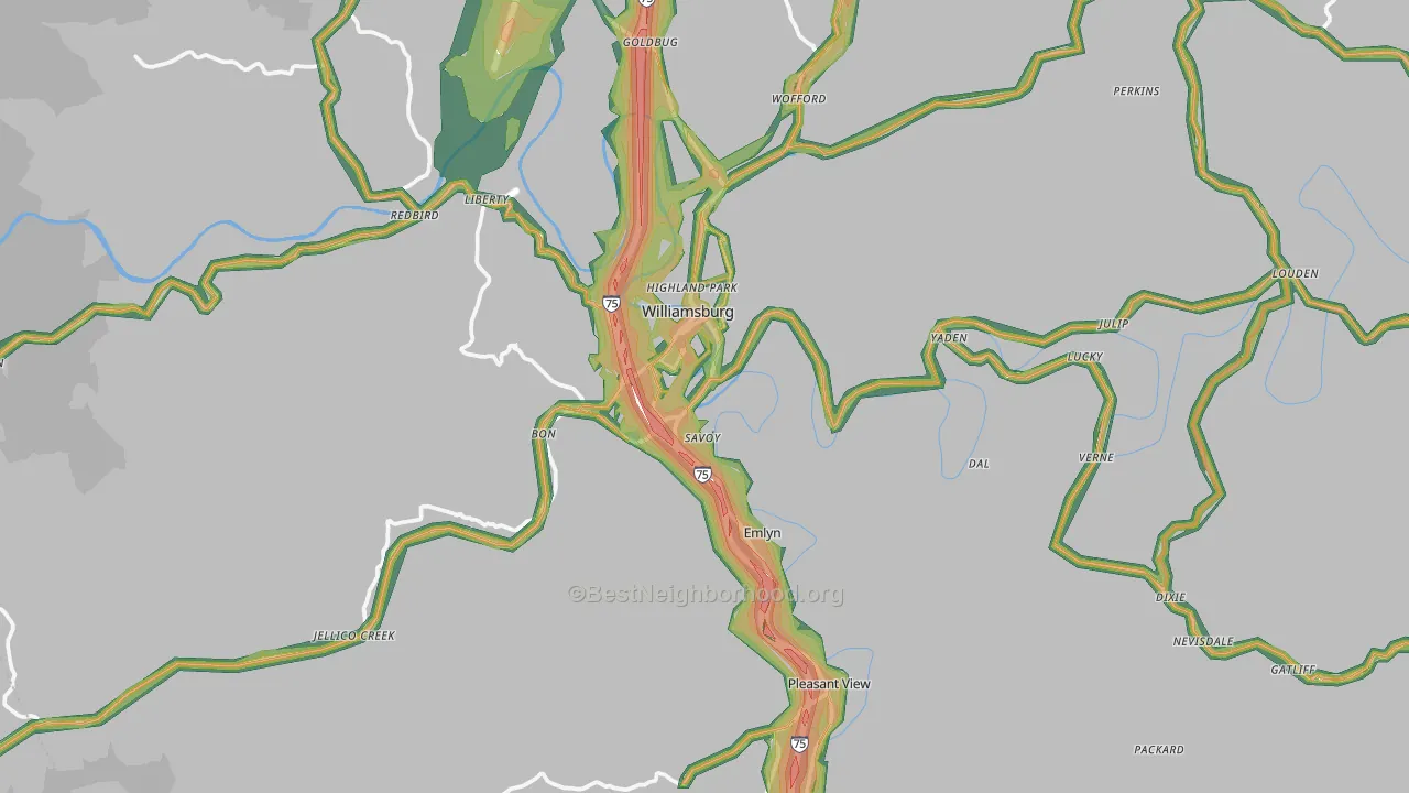 40769, KY Map of Noise Levels in 40769