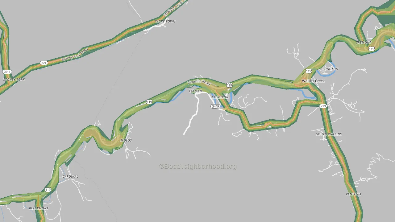 40819, KY Map of Noise Levels in 40819