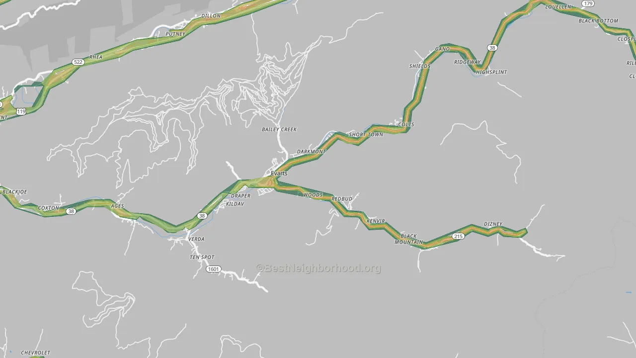 40828, KY Map of Noise Levels in 40828