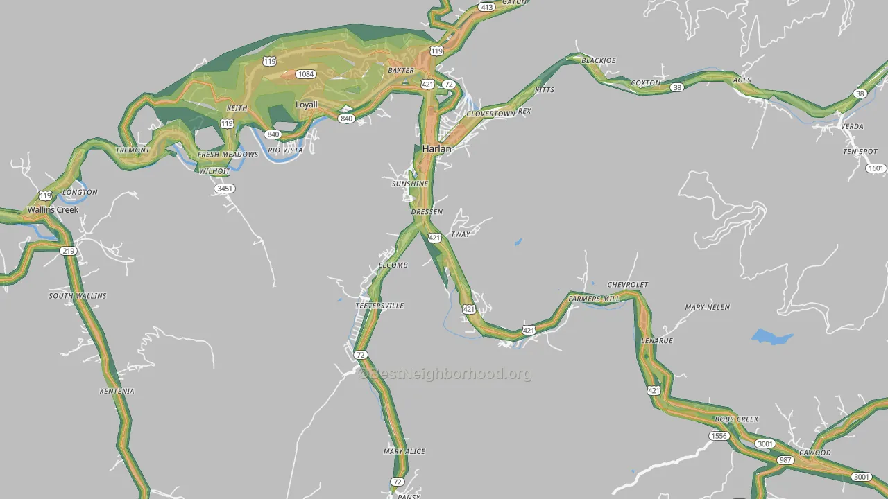 40831, KY Map of Noise Levels in 40831
