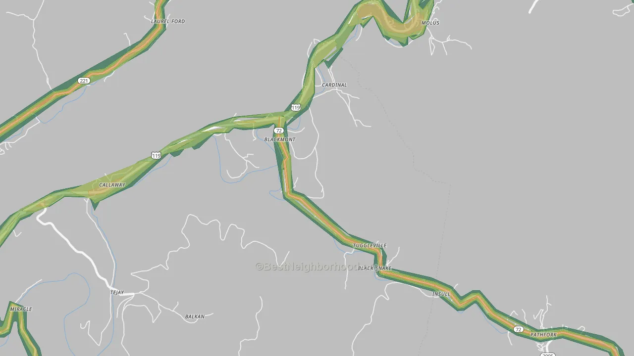 40845, KY Map of Noise Levels in 40845