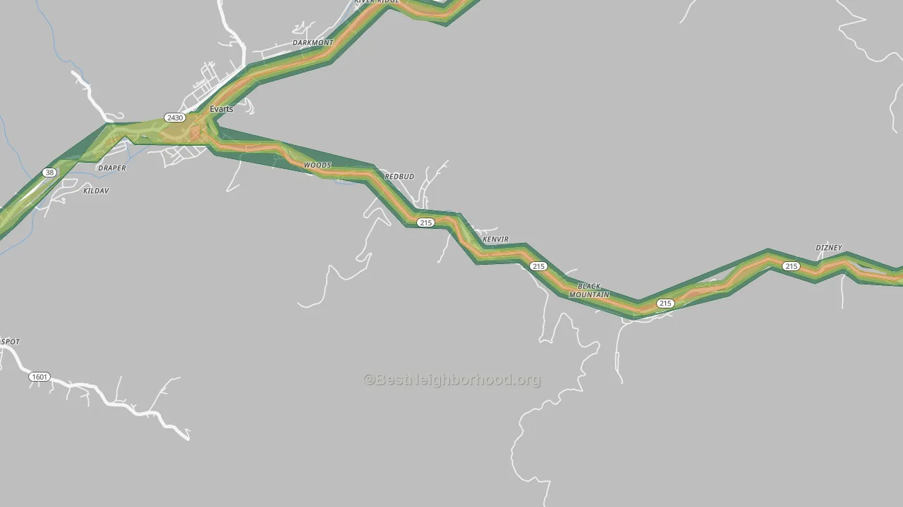 40847, KY Map of Noise Levels in 40847
