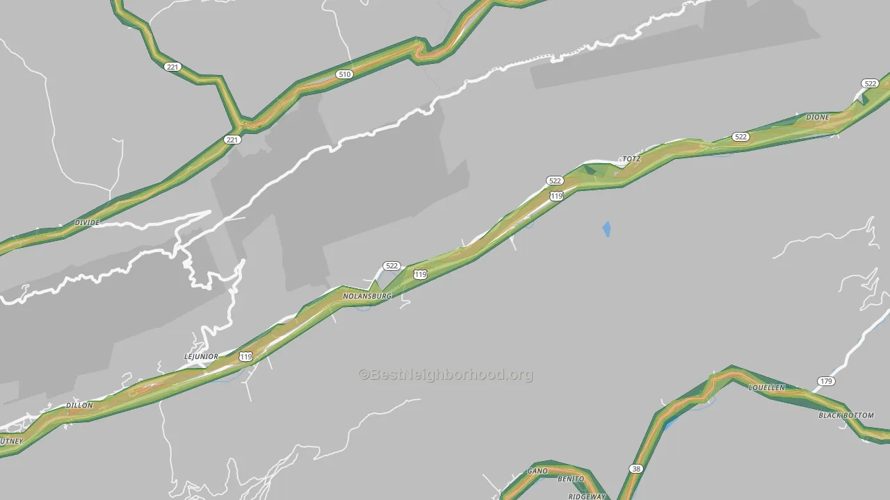 40870, KY Map of Noise Levels in 40870