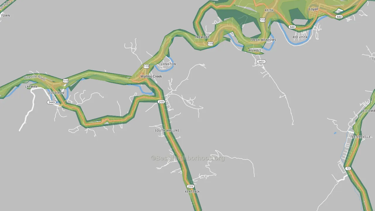 40873, KY Map of Noise Levels in 40873